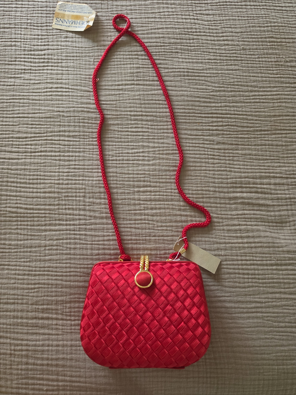 Vintage Red Woven Crossbody Bag